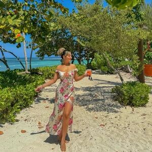 Reformation Floral Off-Shoulder Maxi Dress